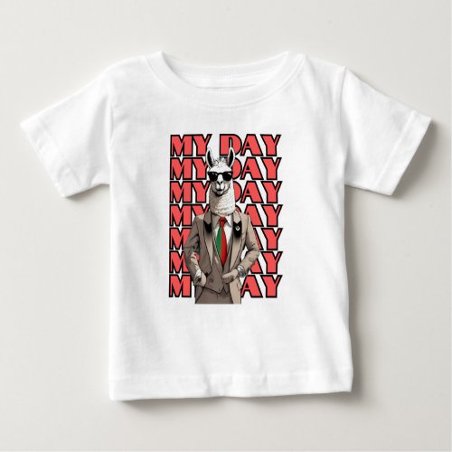 My Day Llama in Gucci Inspo Red Black Beige Design Baby T_Shirt