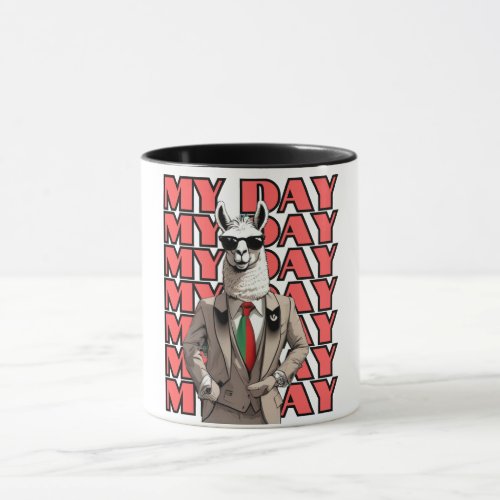 My Day Llama In Gucci Inspo Red Black Beige Design Mug