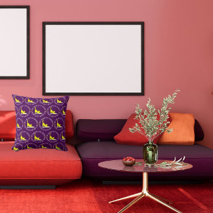 My Dear Cat Gizmo Funny Pet White Yellow Purple Throw Pillow