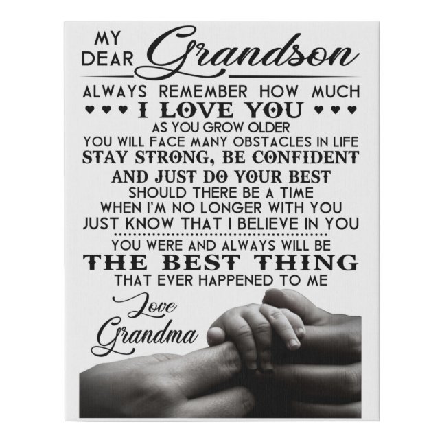 My Dear Grandson Faux Canvas Print (Front)