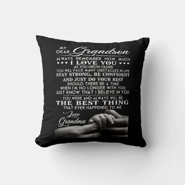 My Dear Grandson Throw Pillow (Front)