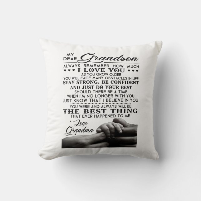 My Dear Grandson Throw Pillow (Front)