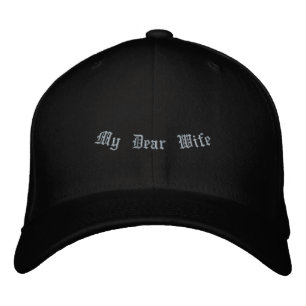 My Dear Wife Front- My Love Back side Print Black Embroidered Baseball Cap