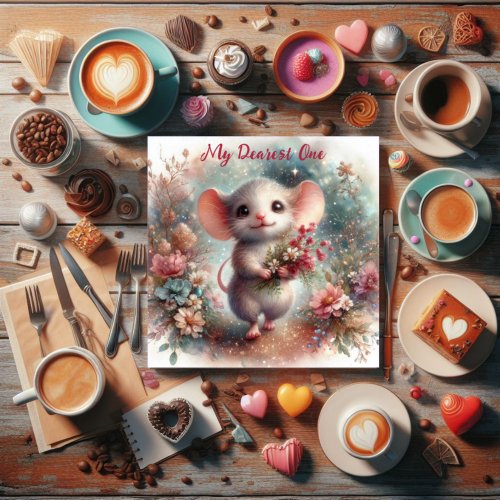 My Dearest One Cute Mouse Christian Valentine  Holiday Card