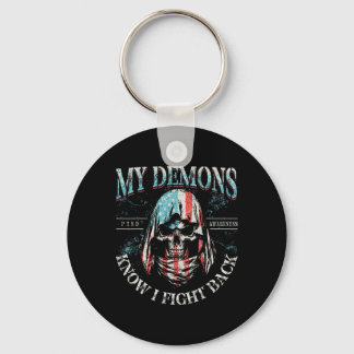 My Demons Know I Fight Ck Skull Ptsd Awareness Keychain