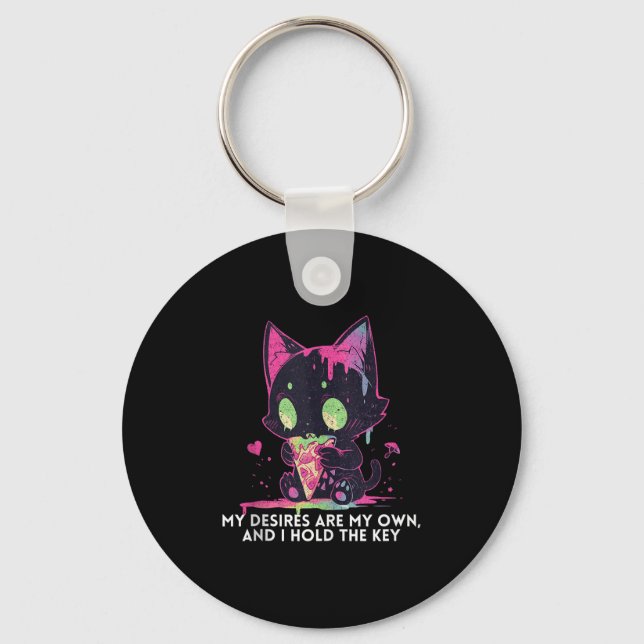 My Desires Are My Own And I Hold The Key Stoic Cat Keychain (Front)
