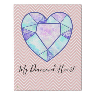 My Diamond Heart Pink Chevron Pattern Canvas Art