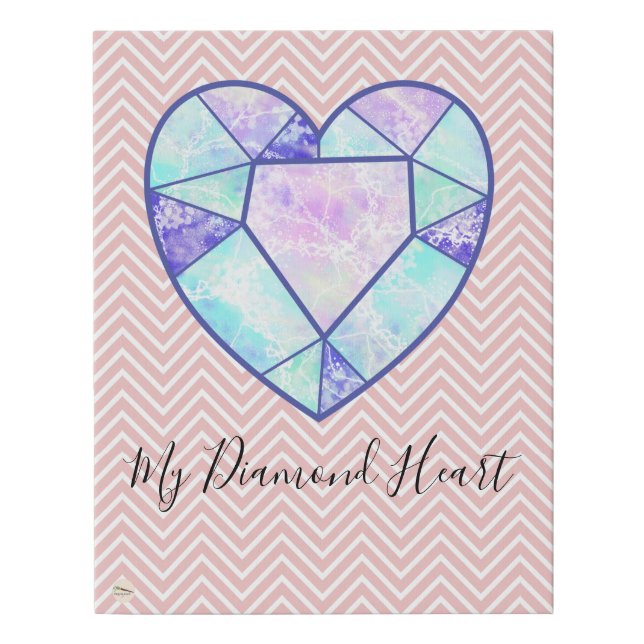 My Diamond Heart Pink Chevron Pattern Canvas Art (Front)