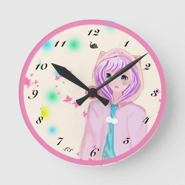 My digital drawing children Acrylic Wall Clock LS  (Front)