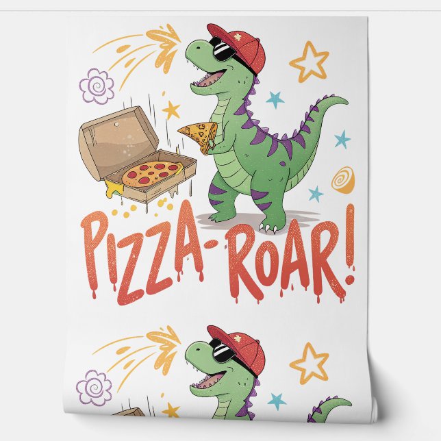 my dinasour eat pizza for food lover wallpaper  (Unrolling)