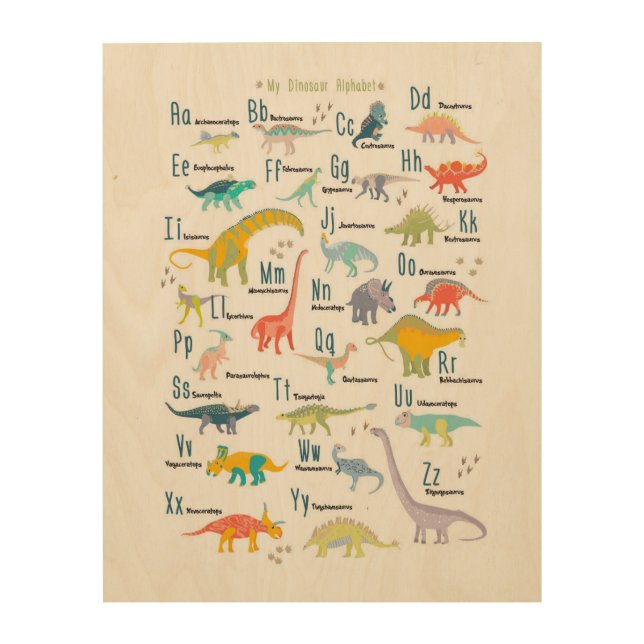 My Dinosaur Alphabet Wood Wall Art (Front)