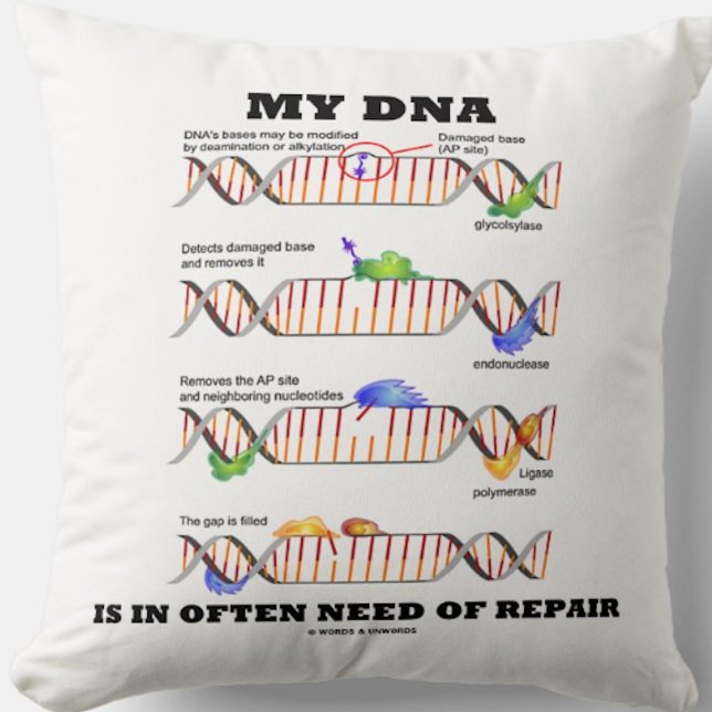 My DNA Is In Often Need Of Repair DNA Humor Throw Pillow (Throw pillow for anyone who has DNA that is in often need of repair)