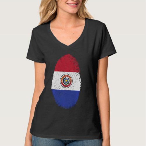 My Dna Is Paraguay Big Flag Fingerprint Nation Cou T_Shirt
