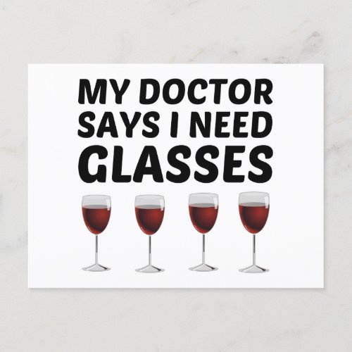 MY DOCTOR SAYS I NEED GLASSES ANNOUNCEMENT POSTCARD