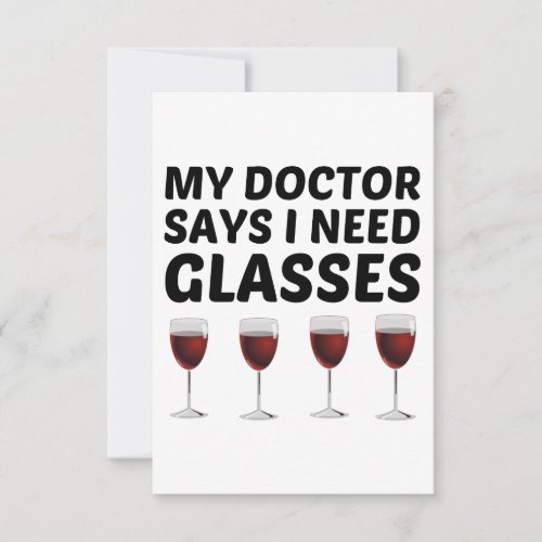 MY DOCTOR SAYS I NEED GLASSES THANK YOU CARD