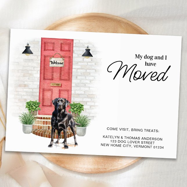 My Dog and I Have Moved Black Labrador Moving  Announcement Postcard (Creator Uploaded)