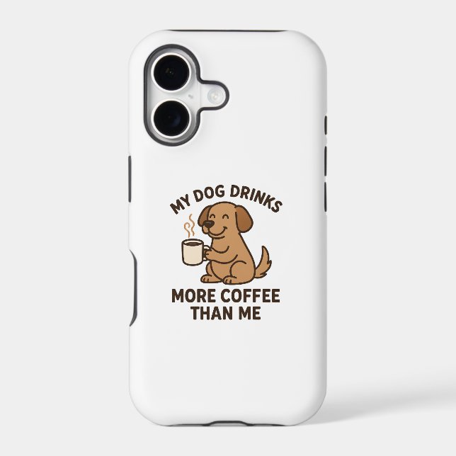 My Dog Drinks More Coffee Than Me – Dog Lover Gift iPhone Case (Back)