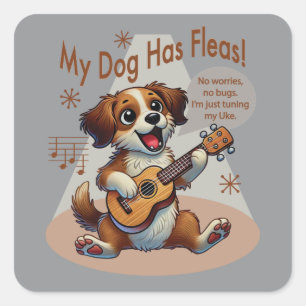 My Dog Has Fleas Ukulele Tuning Song Square Sticker