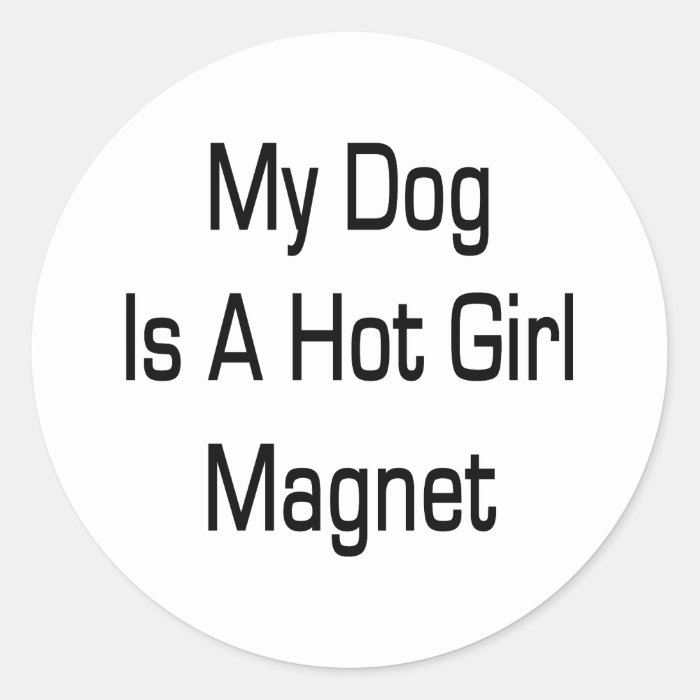 My Dog Is A Hot Girl Magnet Round Sticker