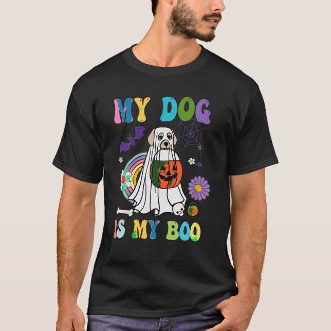 My Dog Is Boo Funny Dog Owner Boo Ghost Lover Hall T-Shirt (Front)