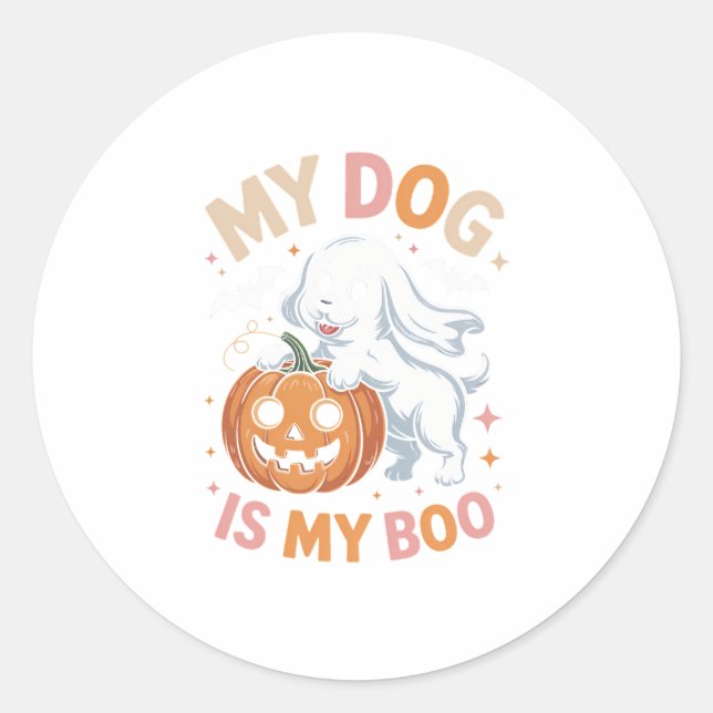 My Dog is My Boo Funny Halloween Classic Round Sticker (Front)