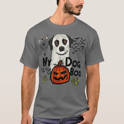 My Dog Is My Boo Halloween Paw Boo Ghost Funny Dog T_Shirt