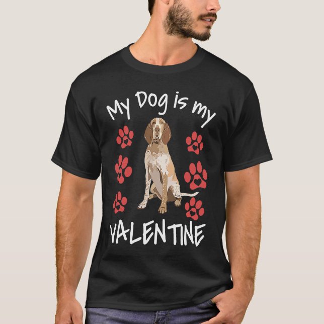 My Dog Is My Valentine Bracco Italiano Cute Dog Pa T-Shirt (Front)