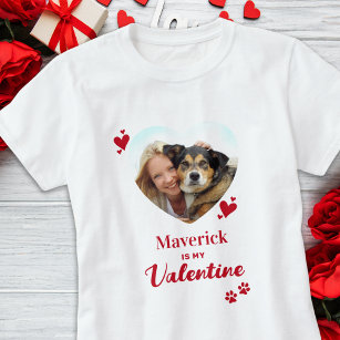 My Dog Is My Valentine Custom Heart Pet Photo T-Shirt