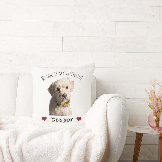 My Dog Is My Valentine – Personalized Pet  Throw Pillow (Couch)