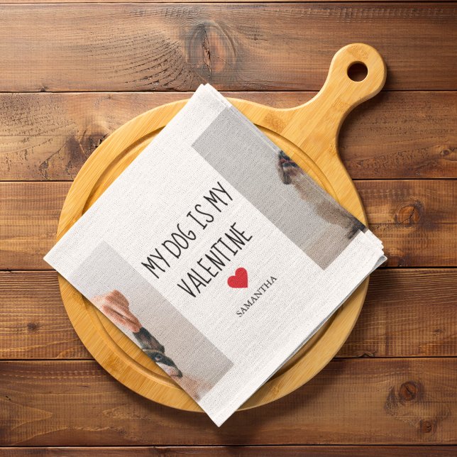 My Dog Is My Valentine | Two Dog Photos  Kitchen Towel (Creator Uploaded)