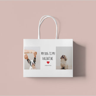 My Dog Is My Valentine | Two Dog Photos Large Gift Bag