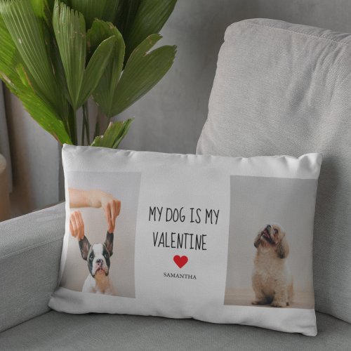 My Dog Is My Valentine  Two Dog Photos  Lumbar Pillow