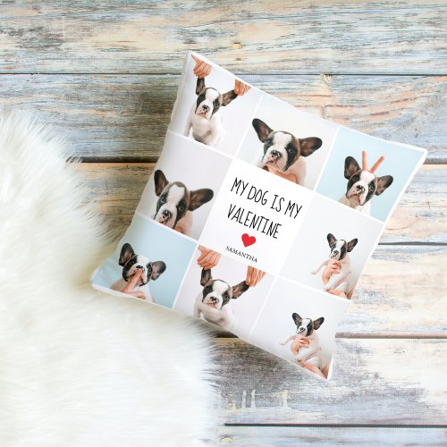 My Dog Is My Valentine  Two Dog Photos Outdoor Pillow