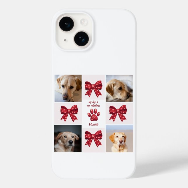 My Dog Is My Valentines Bow 4 Photos Case-Mate iPhone Case (Back)