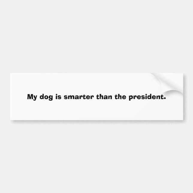 My dog is smarter than the president. bumper sticker (Front)