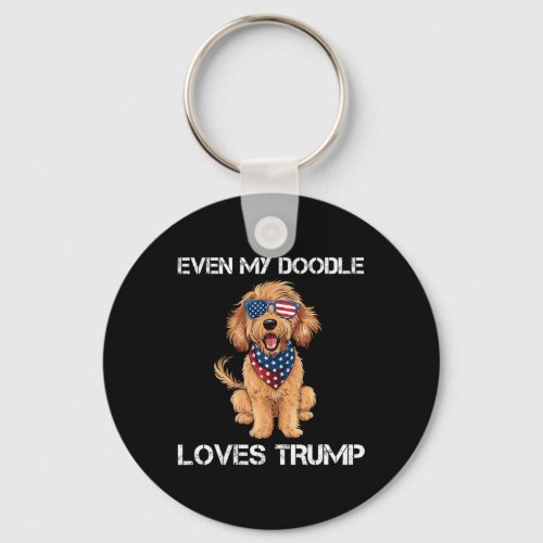 My Dog Loves Trump 2024 Supporter Goldendoodle Usa Keychain