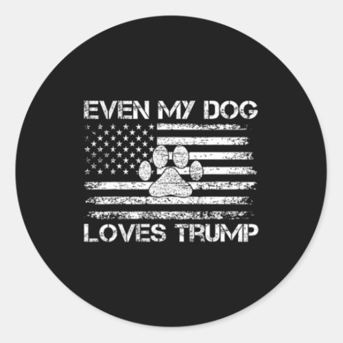 My Dog Loves Trump Usa Flag Election Trump Support Classic Round Sticker