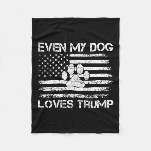 My Dog Loves Trump Usa Flag Election Trump Support Fleece Blanket