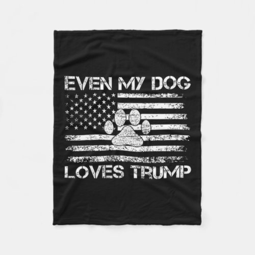 My Dog Loves Trump Usa Flag Election Trump Support Fleece Blanket