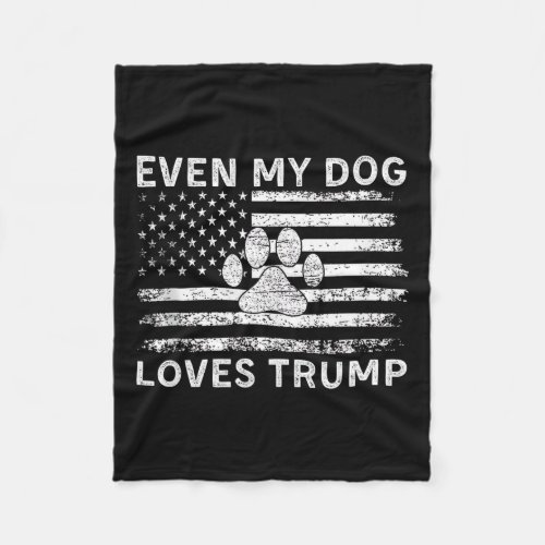 My Dog Loves Trump Usa Flag Election Trump Support Fleece Blanket