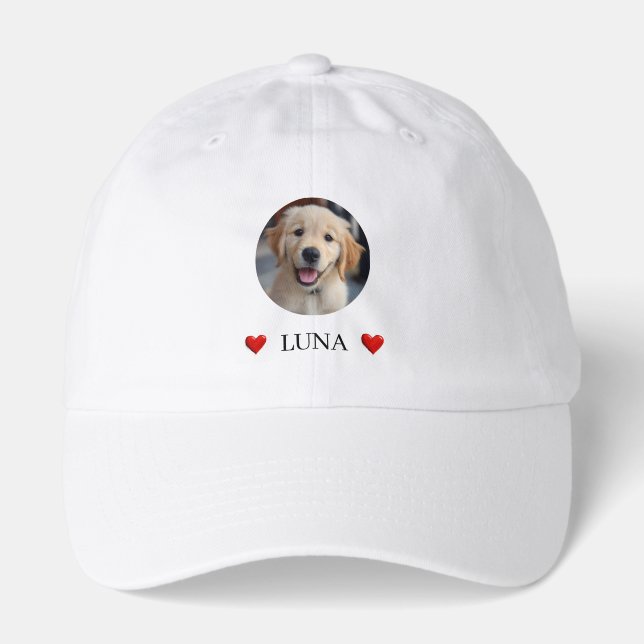 My Dog Personalized Photo & Name & Hearts Hat (Front)