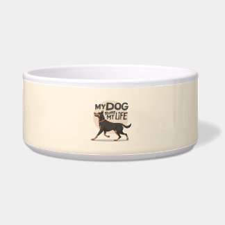 My Dog Runs My Life Doberman Running Art Bowl