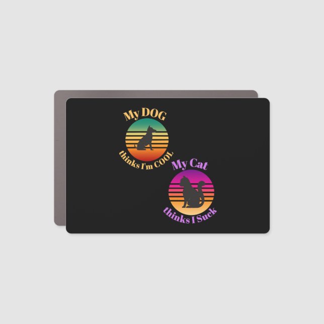 My DOG Think Cool Cat Thinks I Suck Car Magnet (Front)