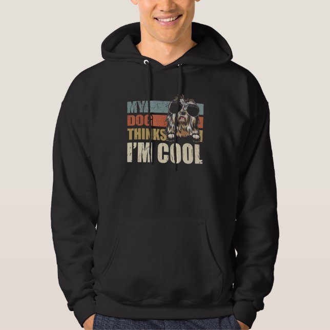 My Dog Thinks I'm Cool Old English Sheepdog   Retr Hoodie (Front)
