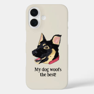 My Dog Woofs The Best Funny German Shepherd Pup iPhone 16 Case