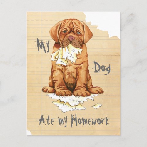 My Dogue de Bordeaux Ate My Homework Postcard