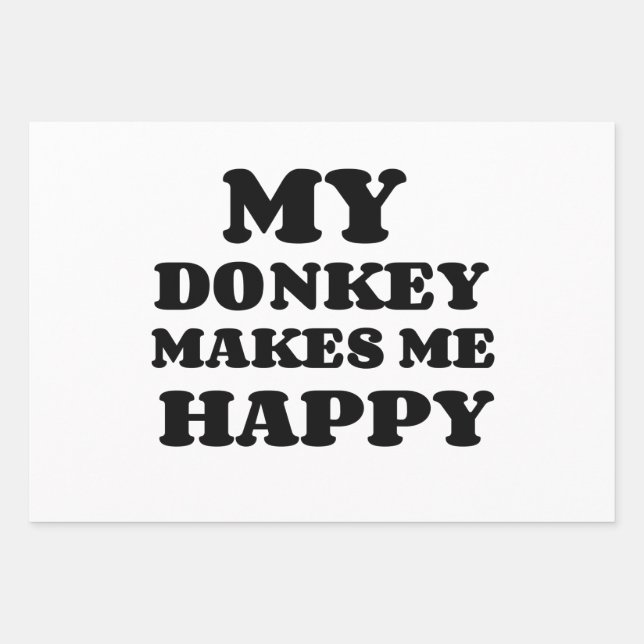 MY DONKEY MAKES ME HAPPY WRAPPING PAPER SHEETS (Front)