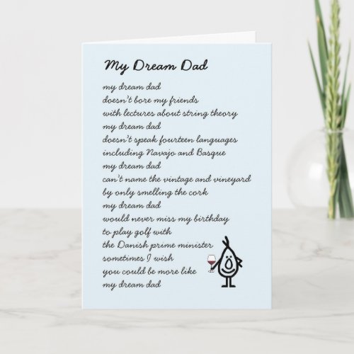 My Dream Dad A Funny Fathers Day Poem Card
