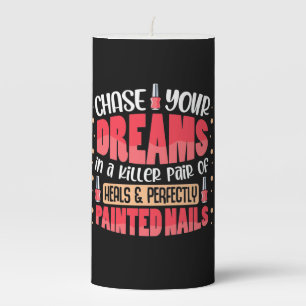 My Dreams Painted Nails Pillar Candle