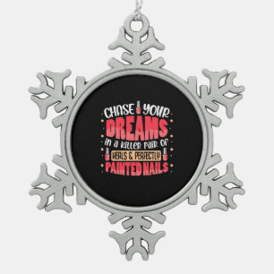My Dreams Painted Nails Snowflake Pewter Christmas Ornament
